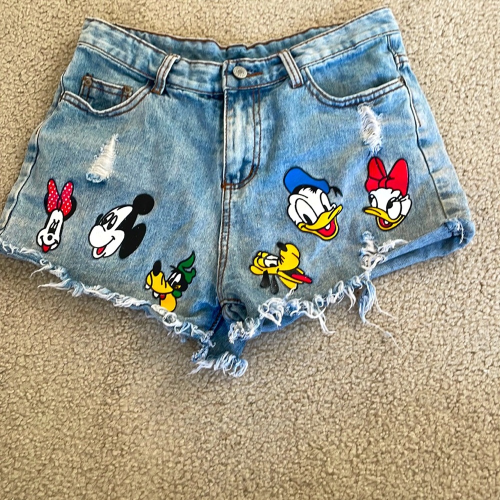 Jean shorts, Disney character patches